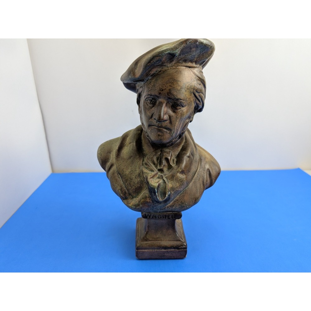 Vintage Richard Wagner Chalkware Bust Piano Topper Statue 12"